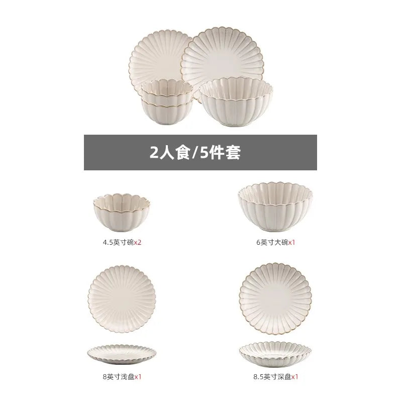 Nordic White Bowls Dinner Plates Ceramic White Glaze
