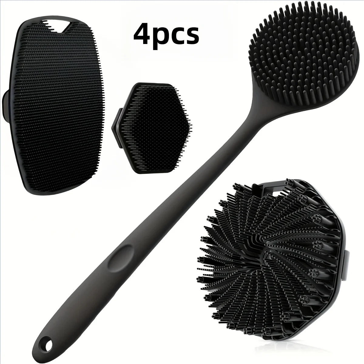 1-4-Piece Bath Brush Soft Silicone Bath Brush Non-Slip