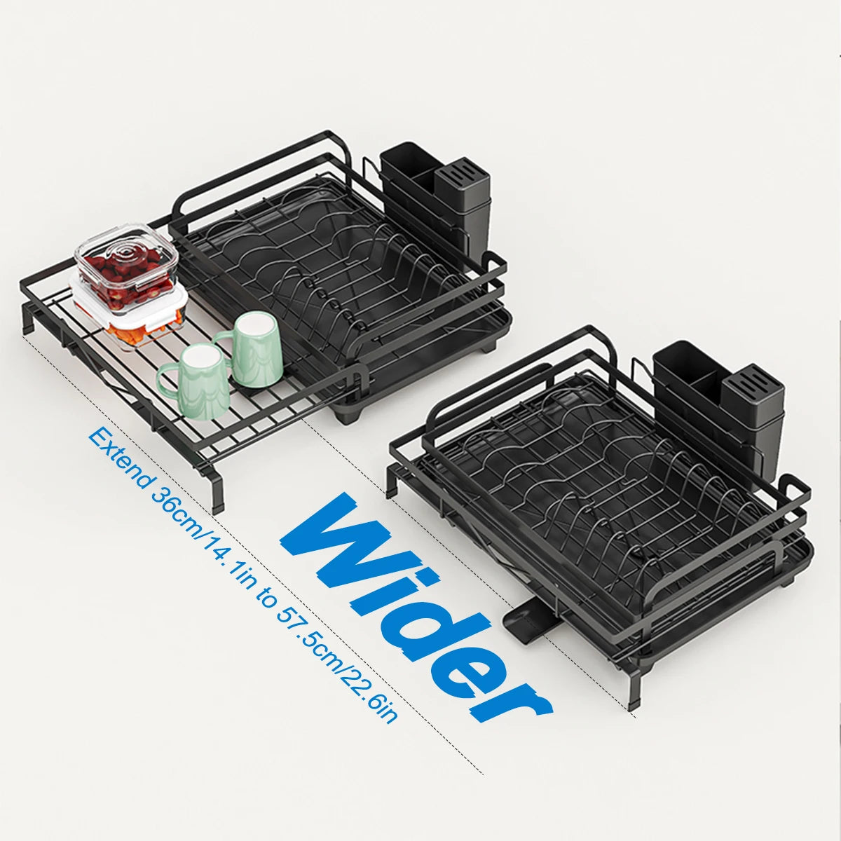 Dish Drainer Rack Expandable Dish Drying Rack Cutlery