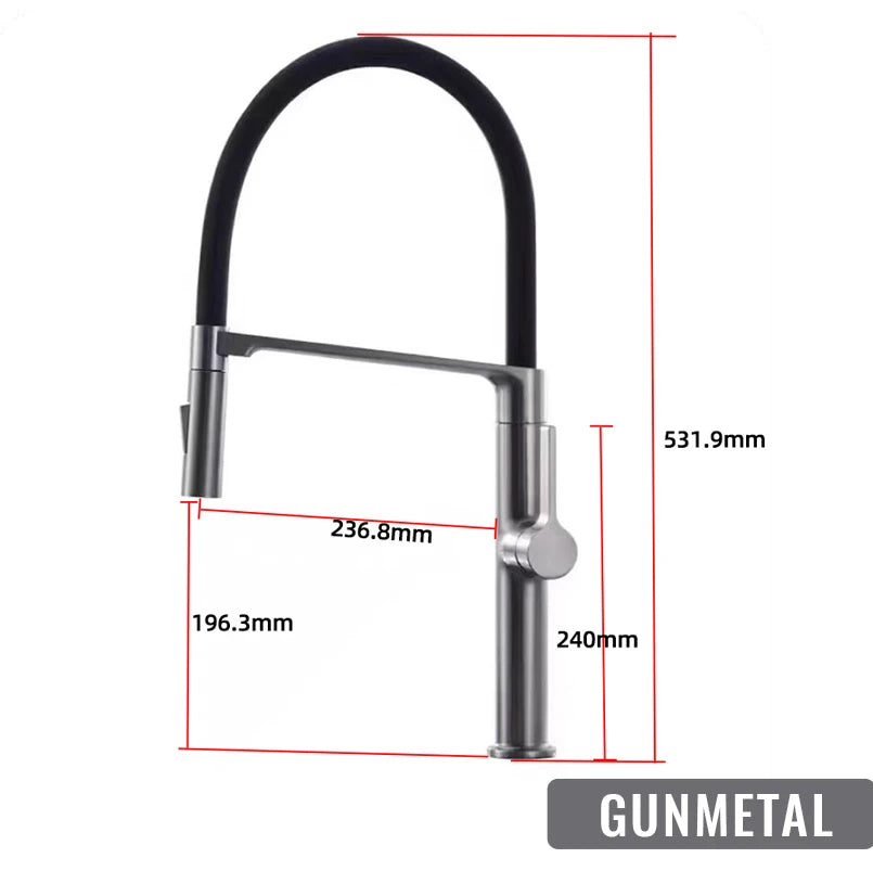 Black Faucet Pull Down Sprayer Rubber Mixer Deck