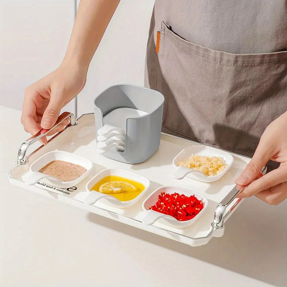 7pcs/Set Sauce Dish Dipping Bowls Plastic Seasoning Dish
