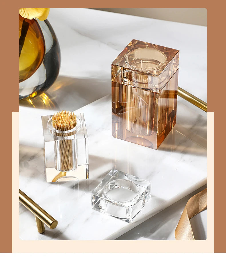 Luxury Crystal Glass Toothpick Box Barrel Dining Table