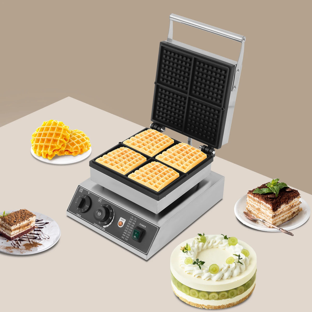 1750w Electric Waffle Maker Grids Waffle Making Machine