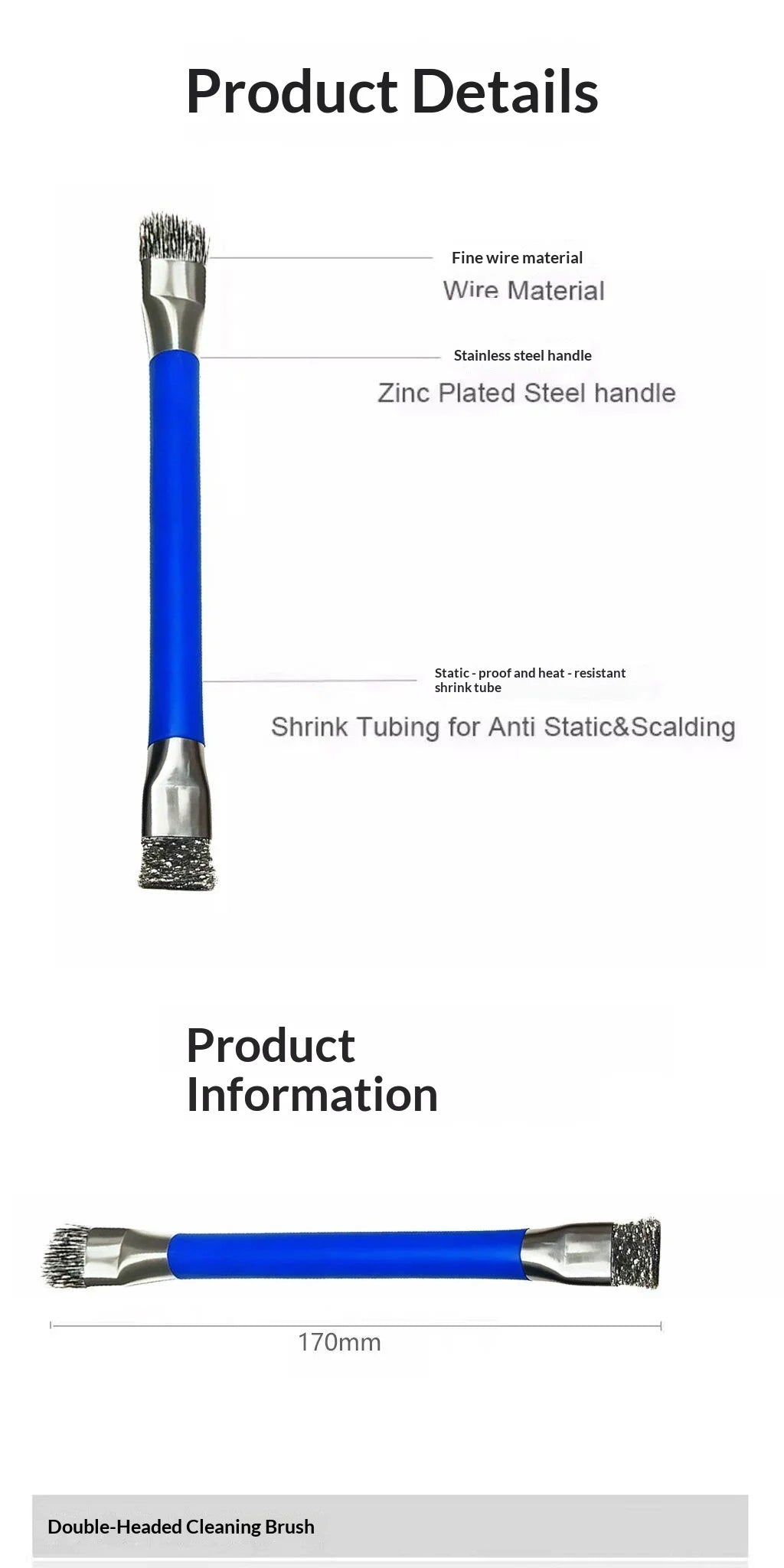 Esd Anti Static Double Head Steel Wire Brush