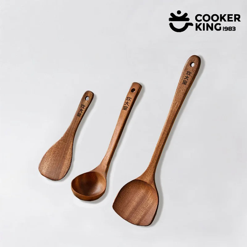 Cooker King 3-In-1 Cooking Ebony Spatula Spoon Family