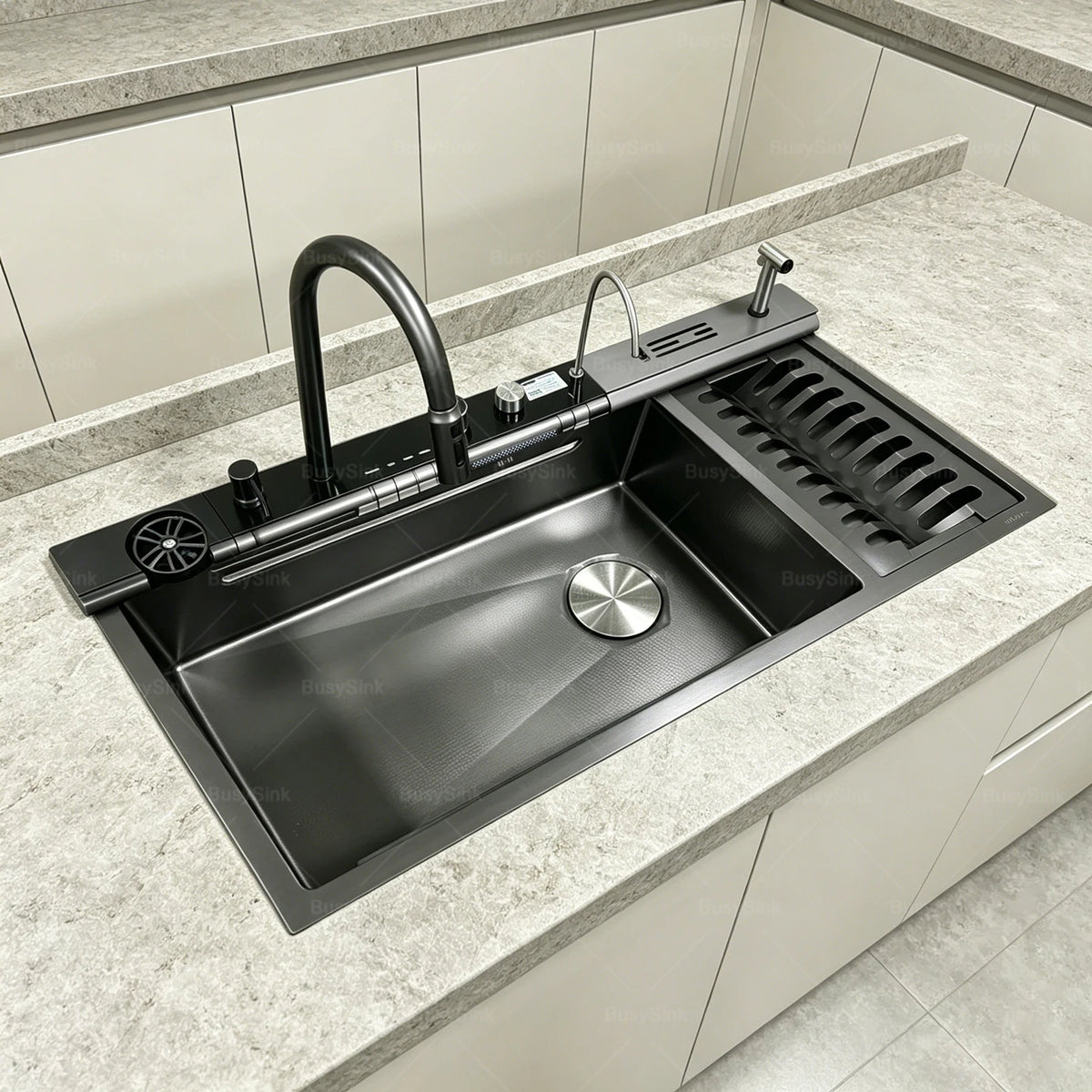 Stainless Steel Waterfall Sink Scratch Durable Resistant Large