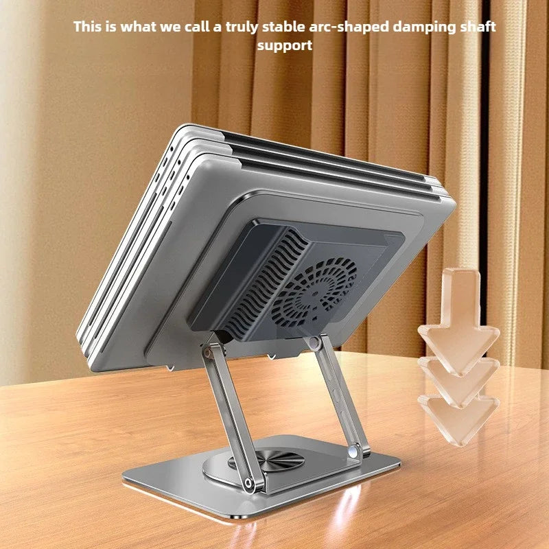 Rotating Laptop Cooling Rack Fan Elevated Cooling Base