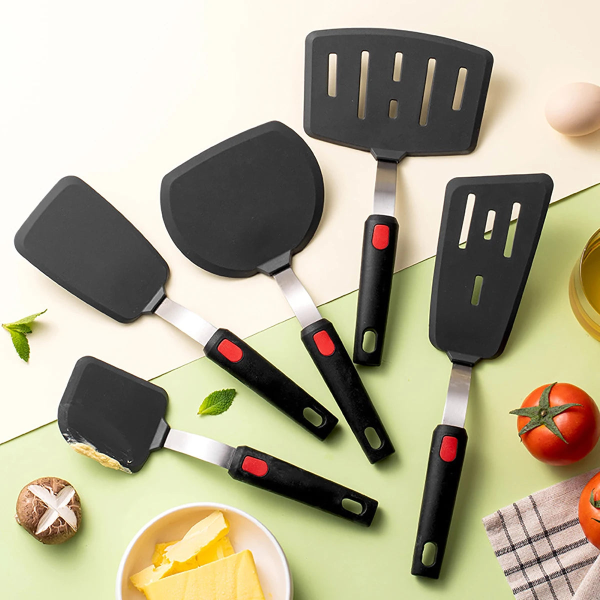 Fried Fish Steak Spatula Cooking Stainless Steel Silicone