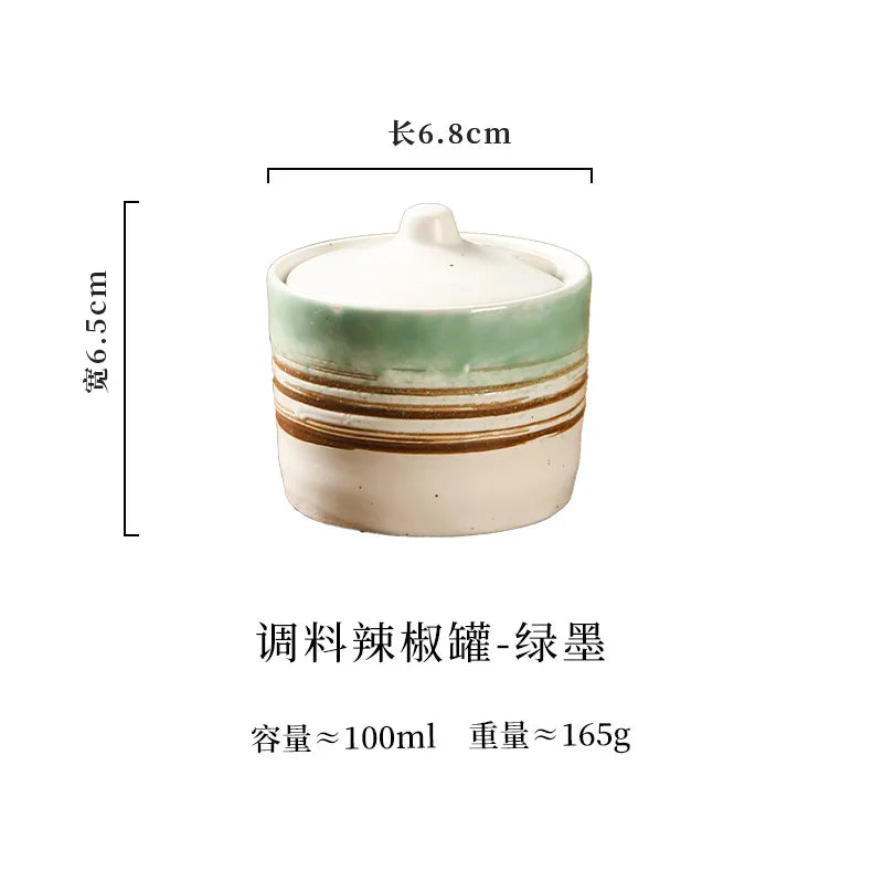 Japanese Style Vintage Ceramic Seasoning Jar Chili Storage