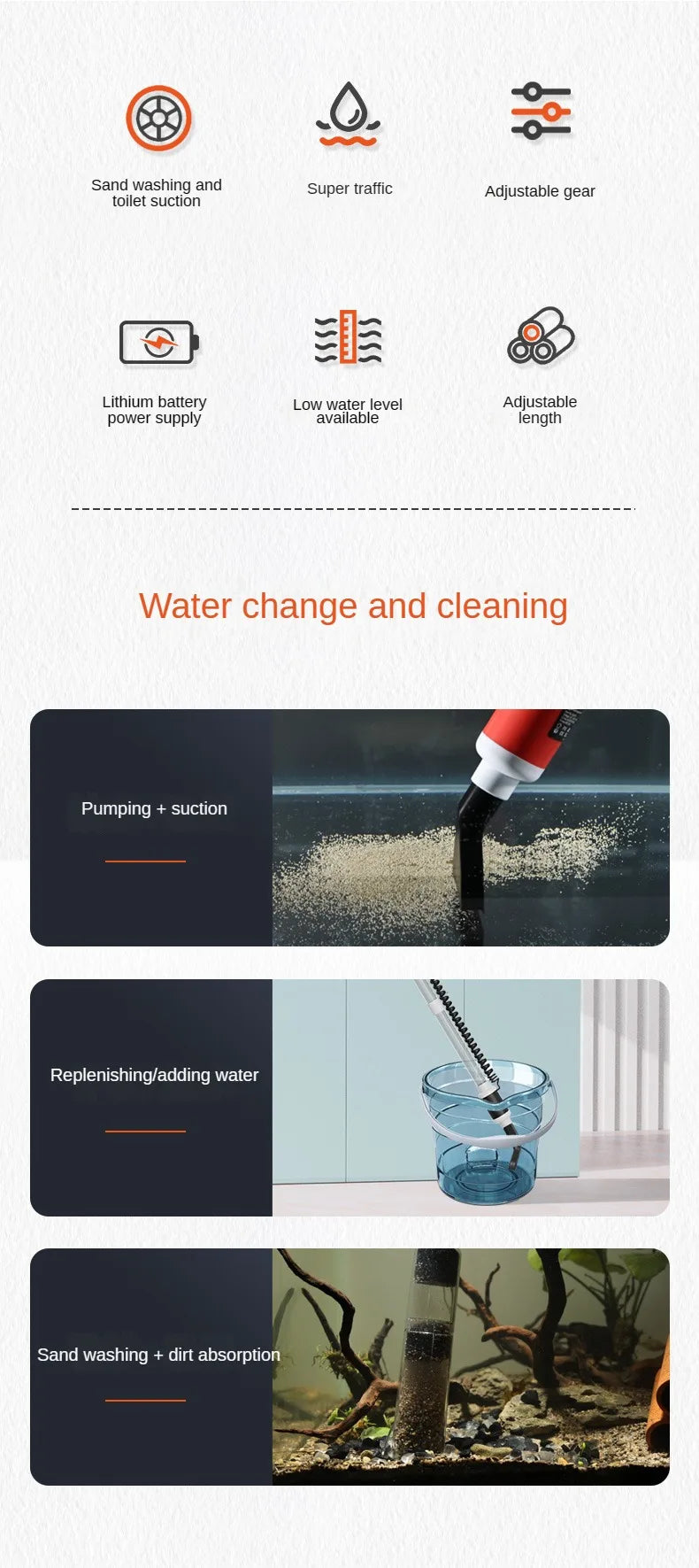 Fish Tank Water Exchanger Wireless Electric Water Pump