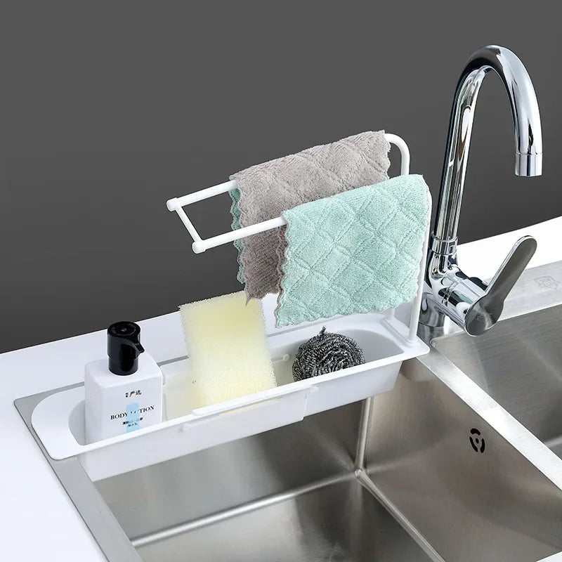 Telescopic Sink Shelf Drainer Rack Soap Sponge Holder