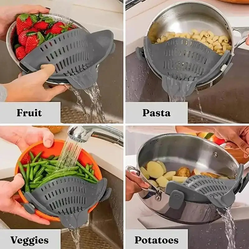 1pc Pot Strainer Handheld Drainer Noodles Pasta Adjustable