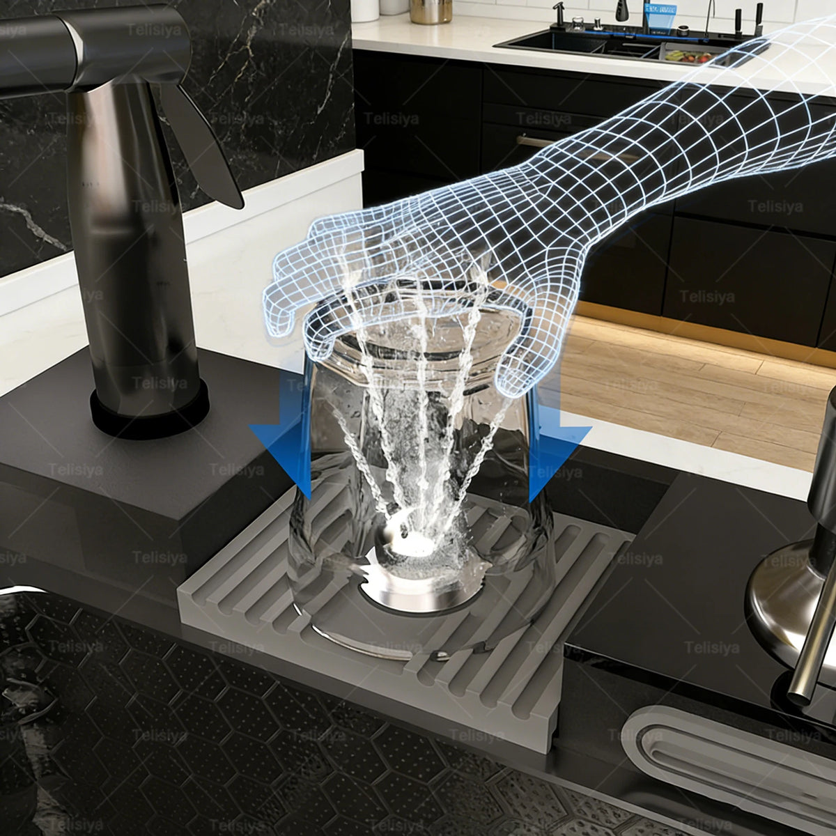 Stainless Steel Sink Digital Display Waterfall Large Slot