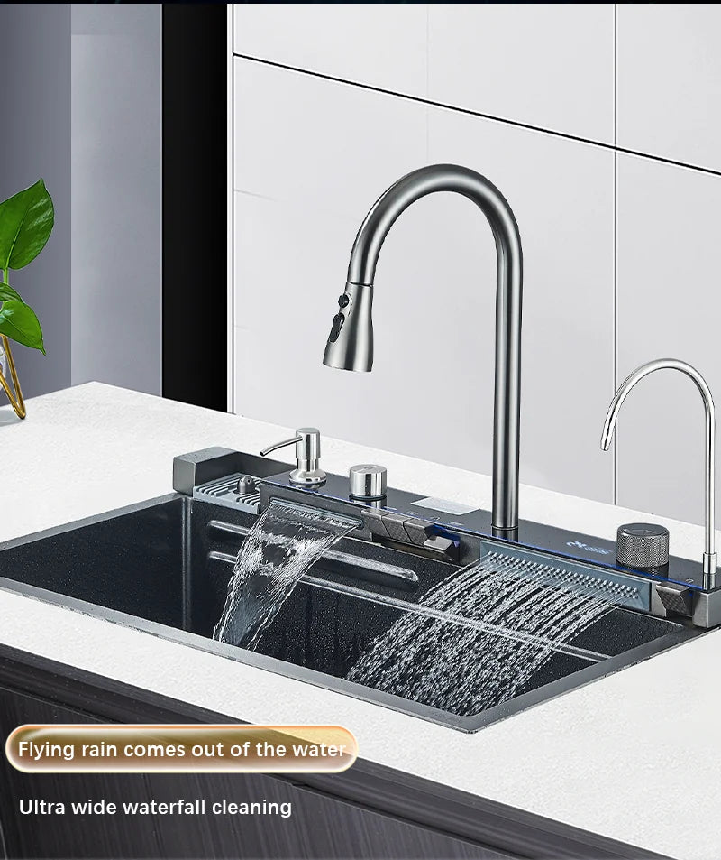 Grey Stainless Steel Digital Sink Cold Pull Out