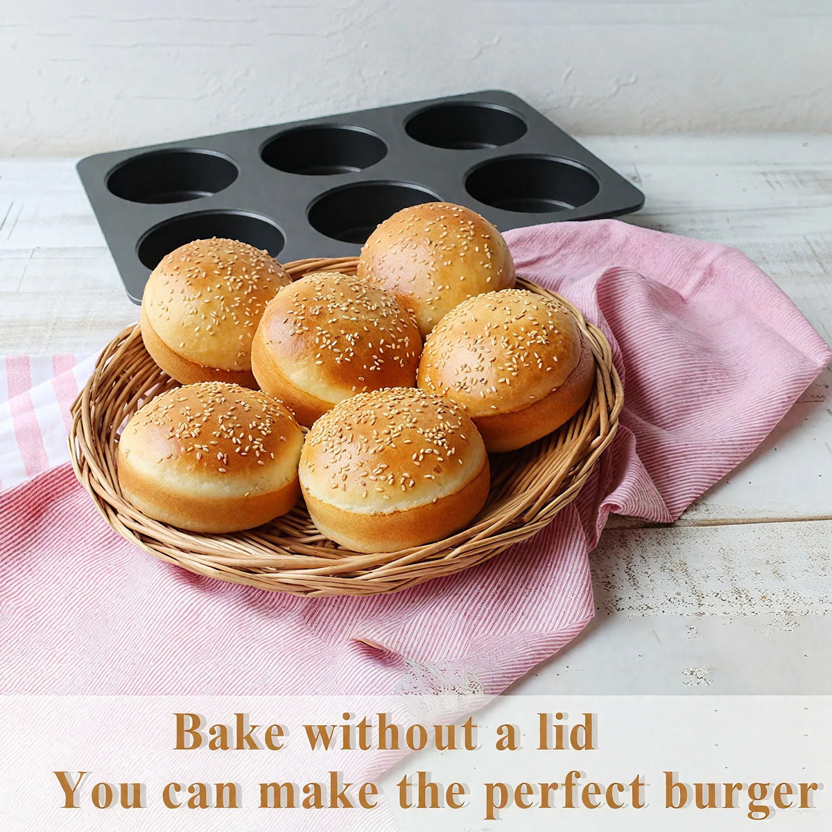 6-Cavity Mini Round Hamburger Baking Pan Sandwich Bread