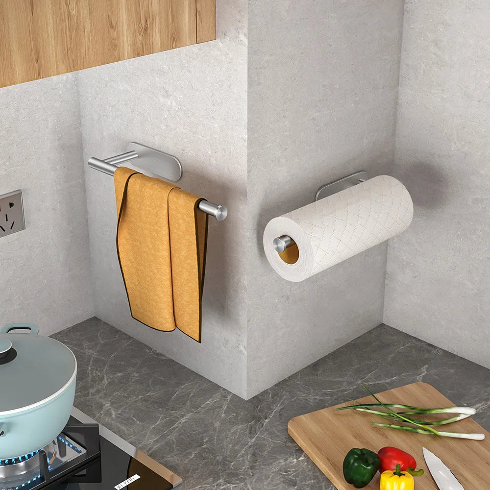 1/2pcs Paper Towel Holder Toilet Paper Holder Adhesive