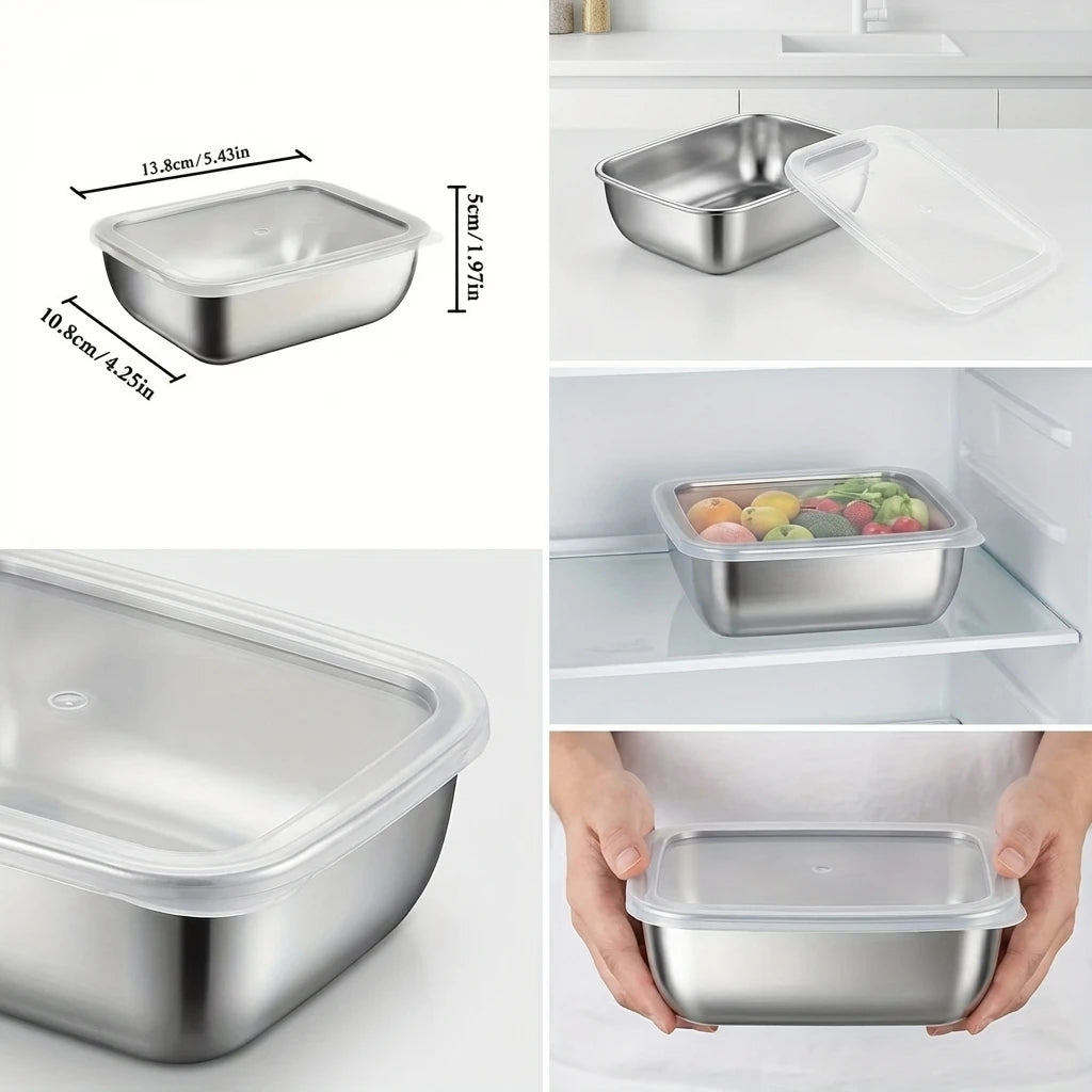 5pcs Stainless Steel Food Storage Containers Stackable Meal