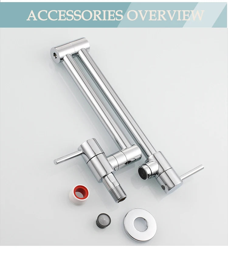 Brass Pot Filler Tap Wall Mount Foldable Faucet