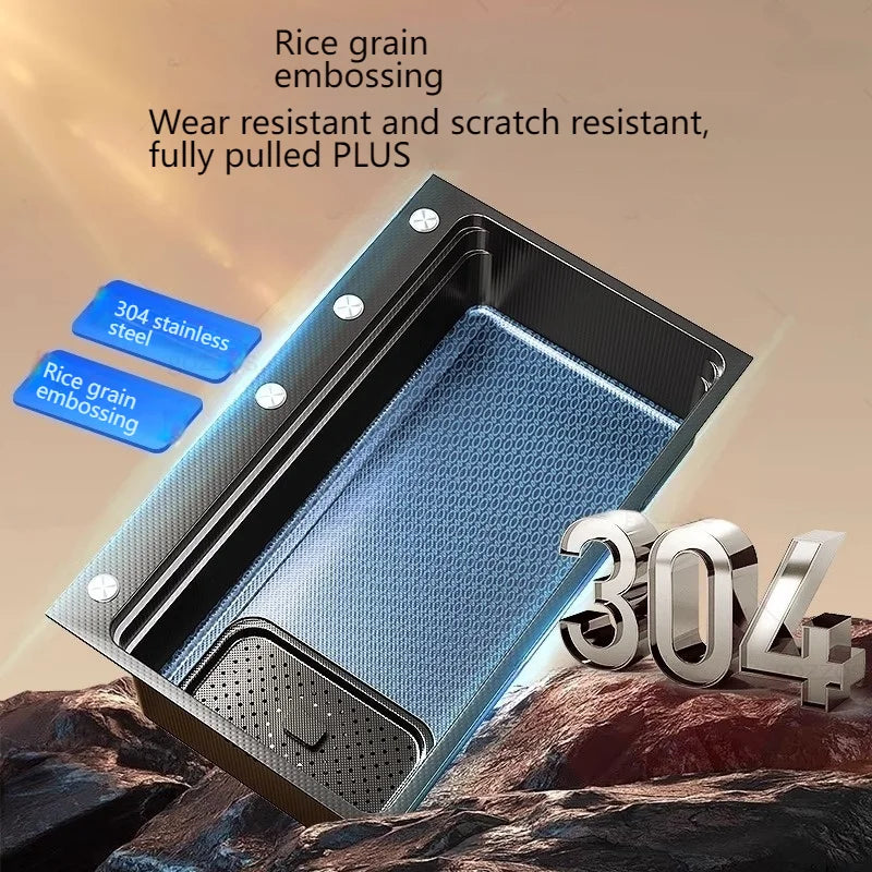 Stainless Steel Sink Gray Large Slot Wash Vegetables