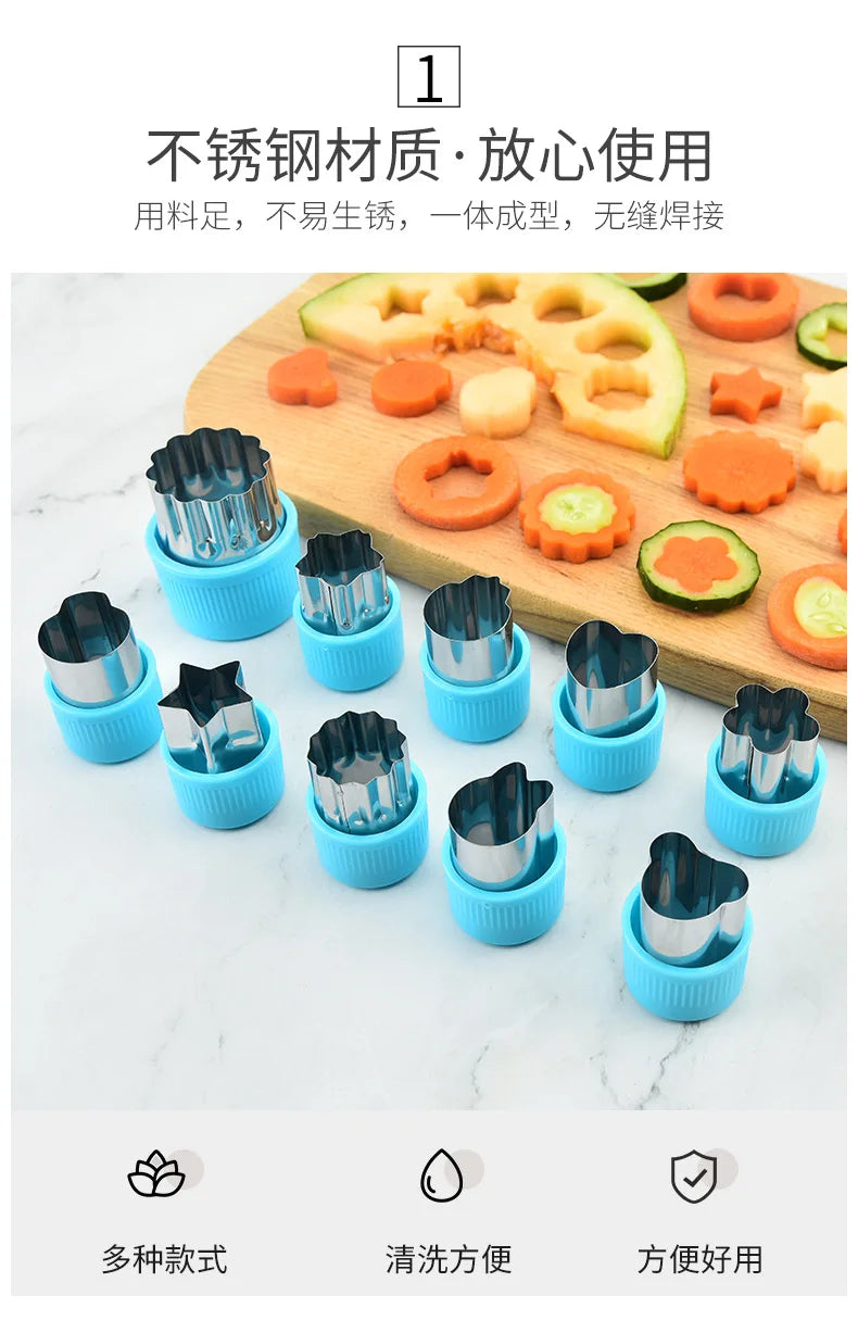 Star Heart Shape Vegetables Cutter Plastic Handle 3pcs