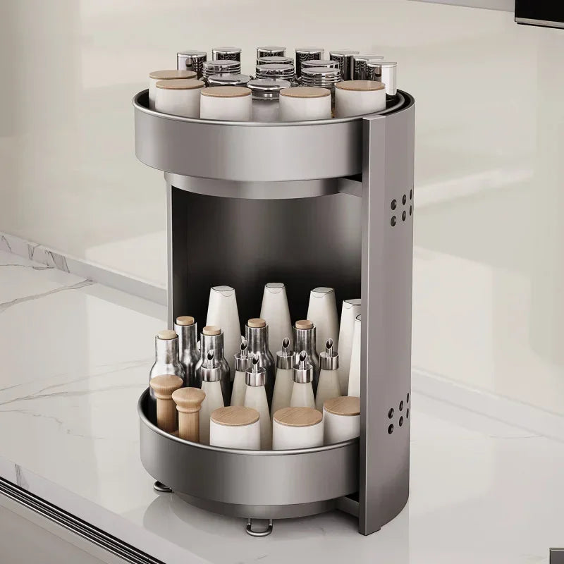 360 Rotating Corner Spice Rack 2/3 Layer Organizer