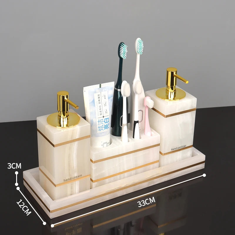 White Onyx Natural Marble Bathroom Gold Luxury Soap