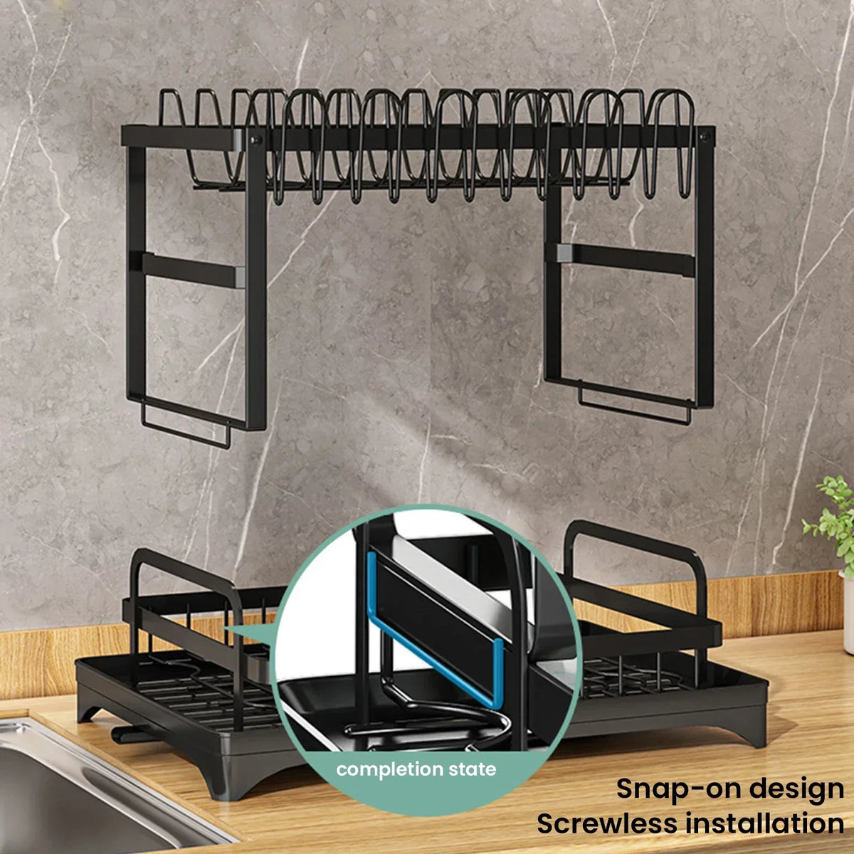 Space Saving Double Tier Dish Drying Rack Rust