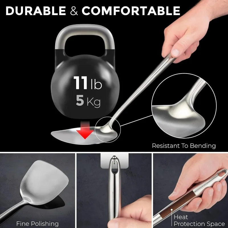 Utensils Food Stainless Steel Wok Spatula Ladle Skimmer