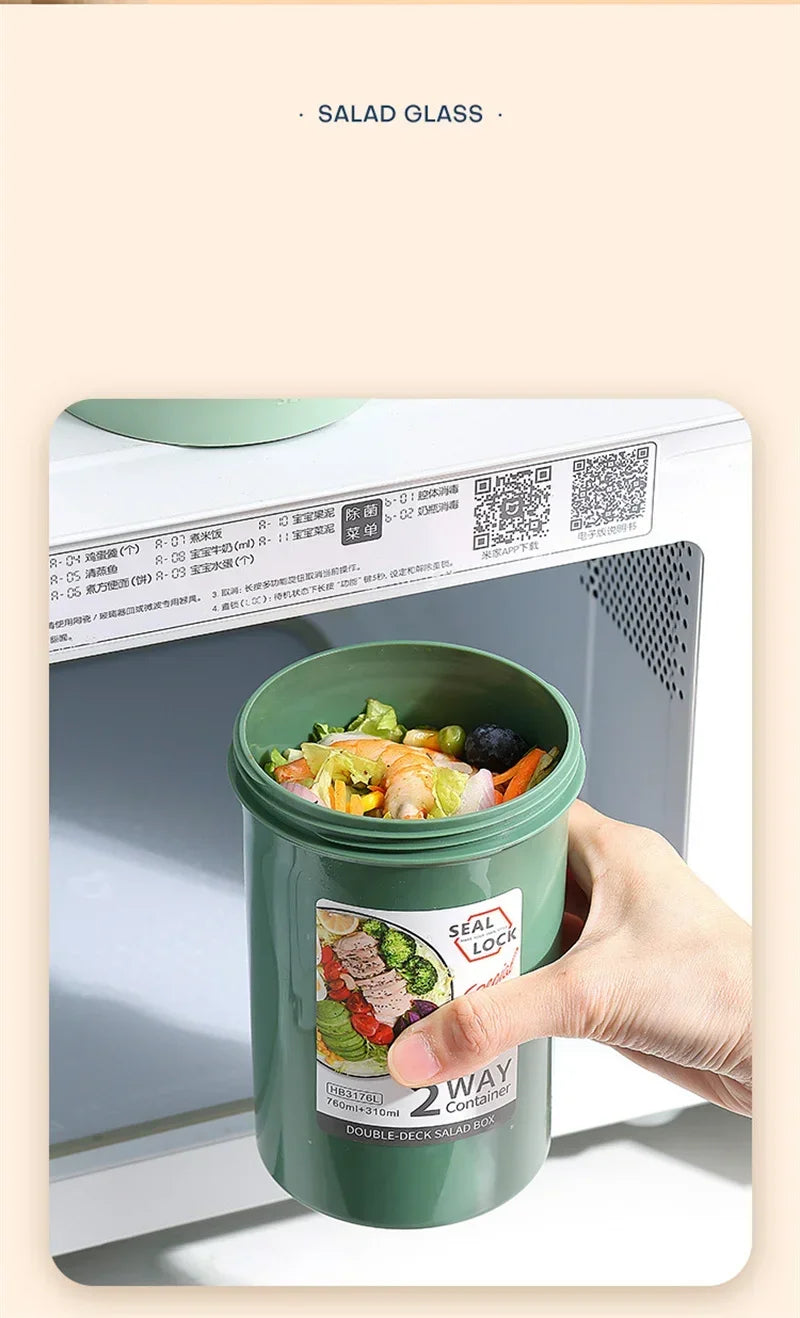 Bento Lunch Box Salad Oatmeal Breakfast Double Cup