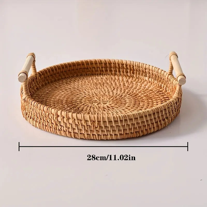 Handwoven Rattan Tray & Food Storage Basket Eco-Friendly