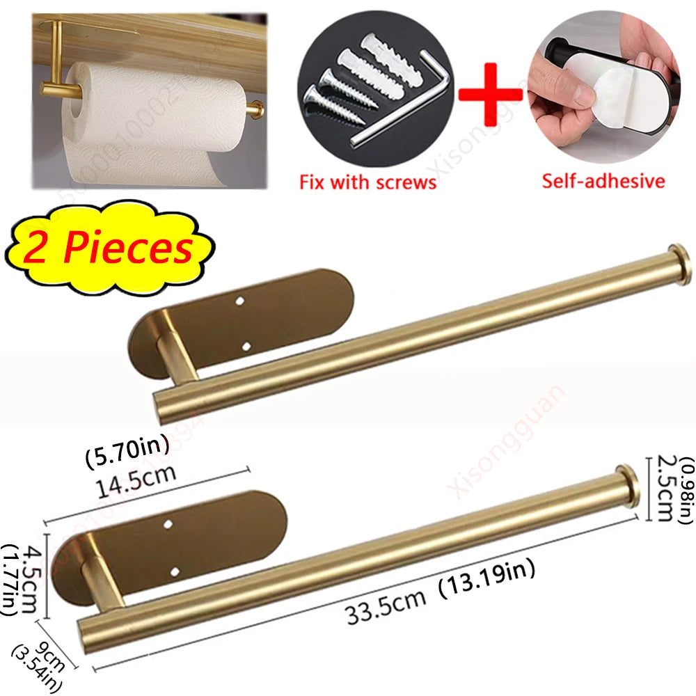 1/2pcs Paper Towel Holder Toilet Paper Holder Adhesive
