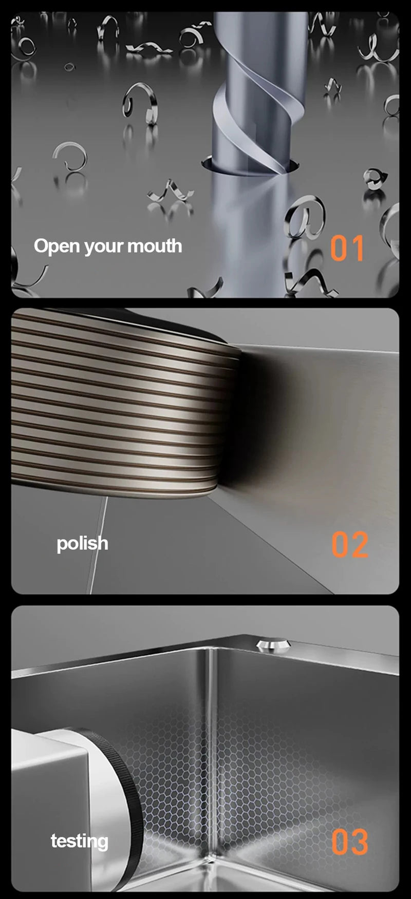304 Stainless Steel Silver Sink Pull-Out Faucet Large