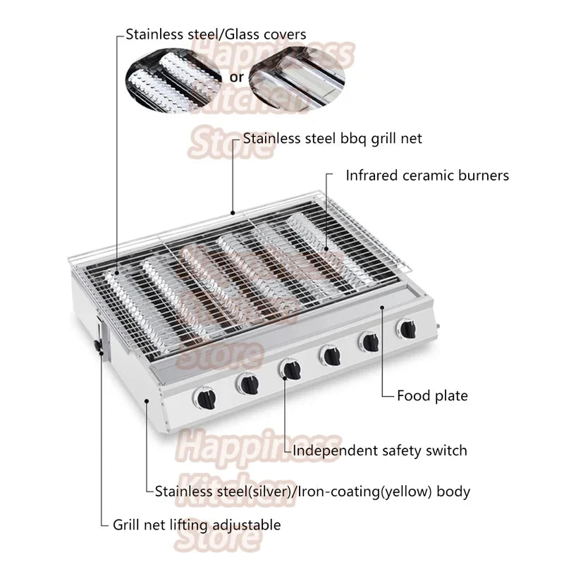 Commercial Bbq Grill Smokeless Lpg Barbecue Stove Grill