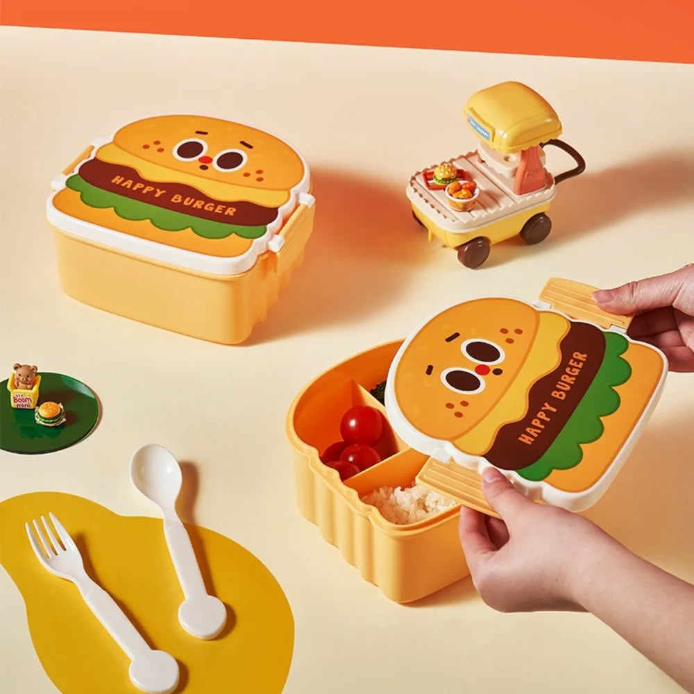 Creative Cartoon Bento Box Hamburger French Fries Divided