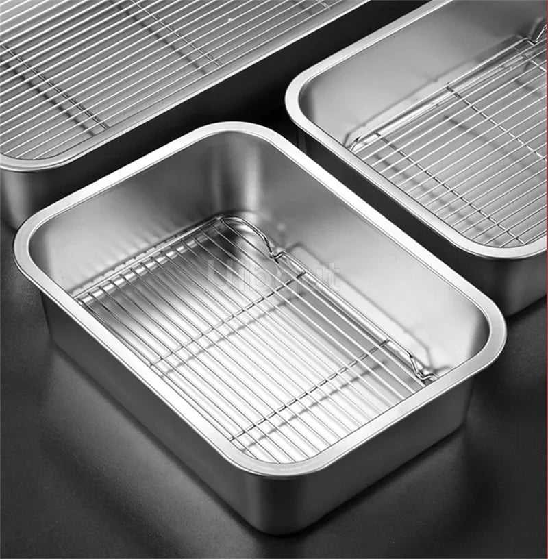 Thicken Stainless Steel Serving Tray Lid Rectangle Metal