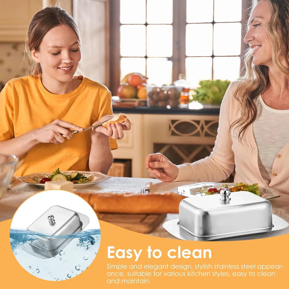 1pc Stainless Steel Butter Dish Lid Handle Cover