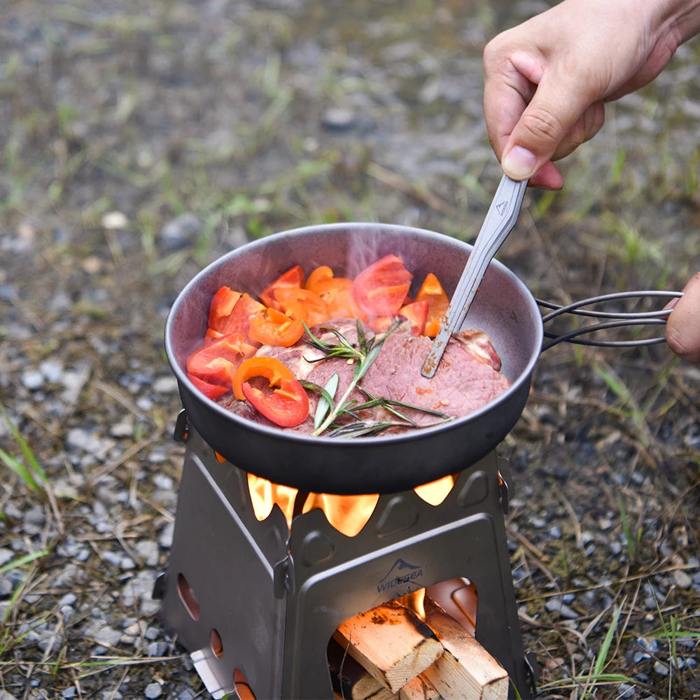 Widesea Camping Titanium Frying Pan Pot Bowl Ultra-Light