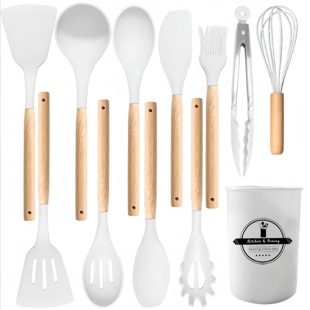 12pcs Food Grade Silicone Utensils Heat Resistant Non-Stick
