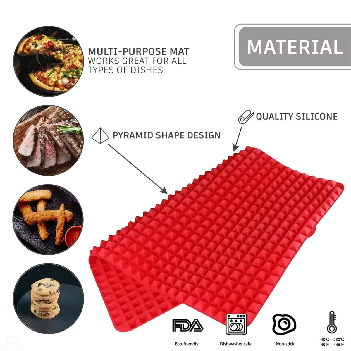 Non-Stick Silicone Pyramid Cooking Mat Baking Mat Grid