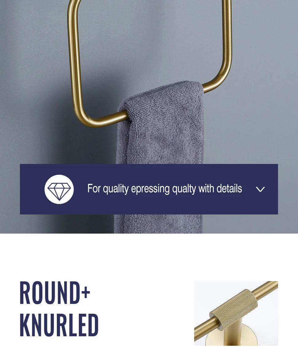 Brushed Gold Towel Rack Knurled Towel Bar Robe