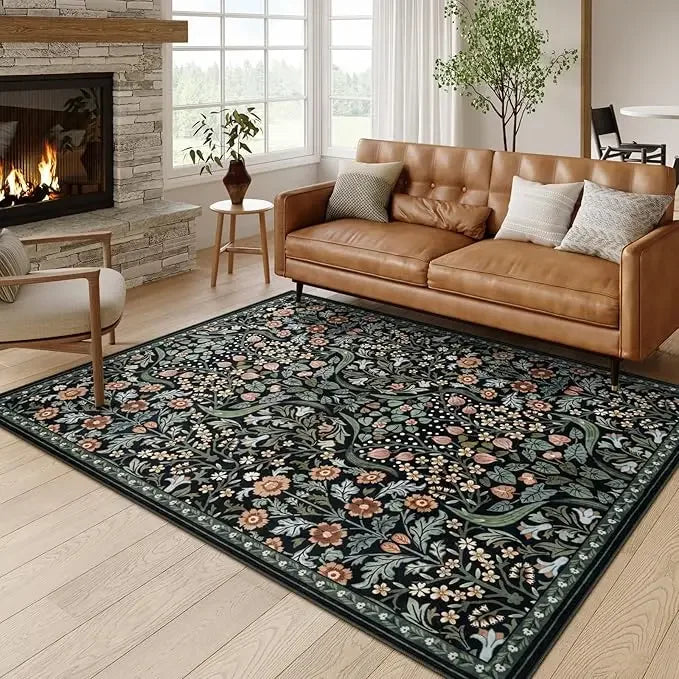Vikama Vintage Flower Living Room Carpet Soft Easy