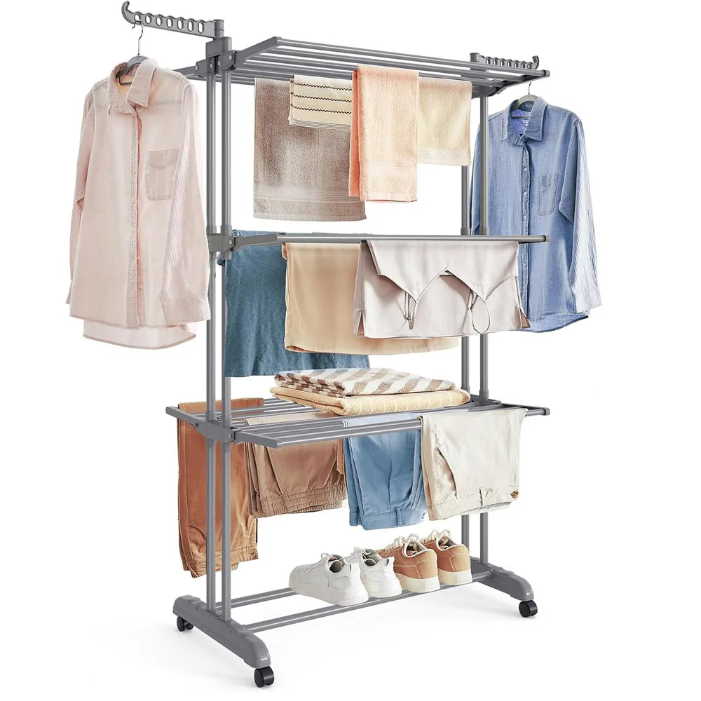 Large Clothes Airer Foldable Plastic Clothes Drying Rack