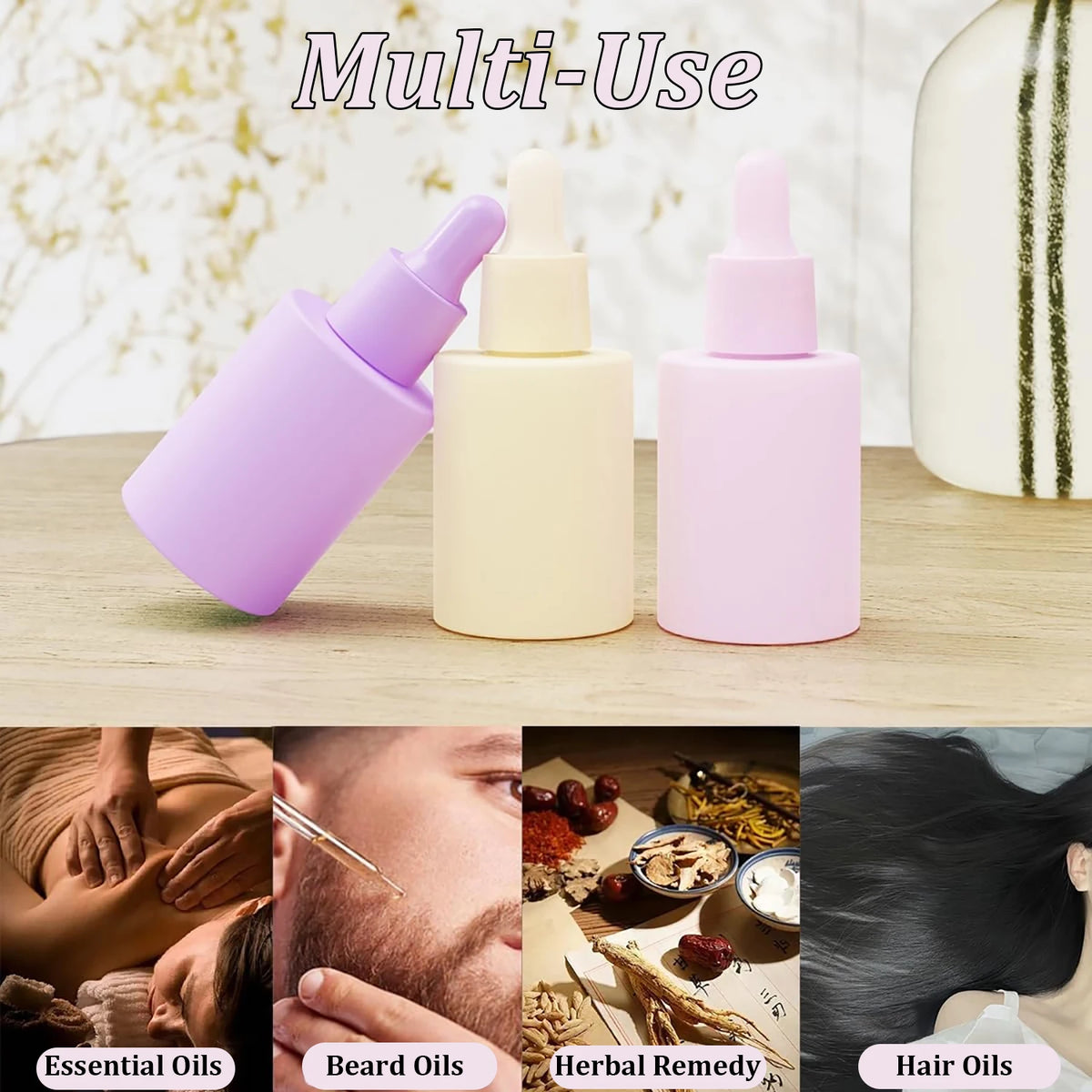 10pcs 30ml Dropper Bottles Macaron Colored Glass Container