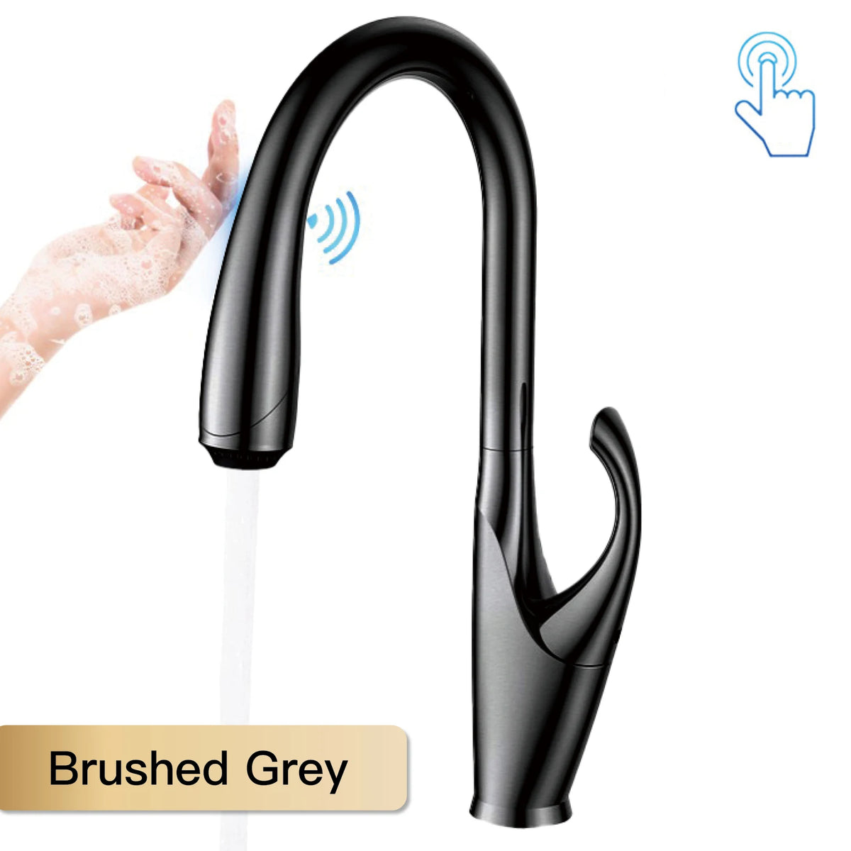 High End Touch Black Faucet Brass Pull Out