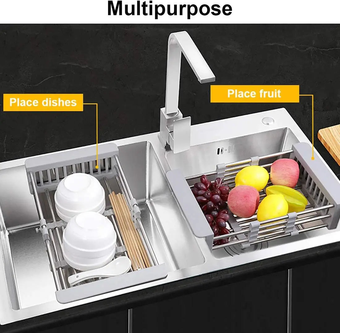 1pc Adjustable Expandable Dish Drying Rack Vegetable Fruit