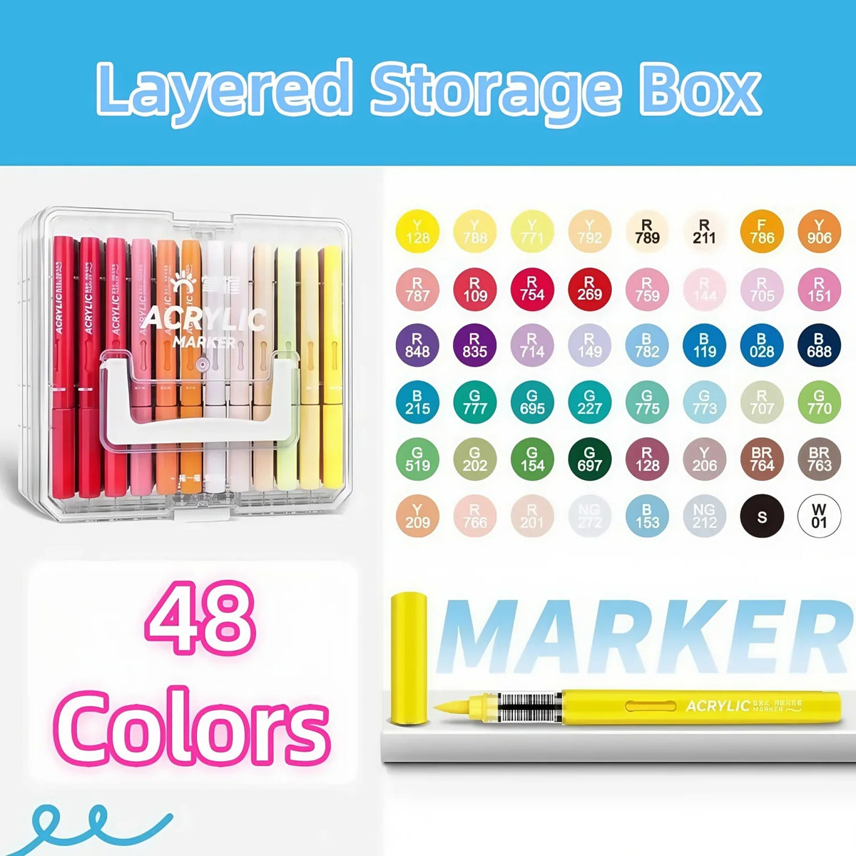 24/36/48/60/84 Colors Automatic Ink Control Acrylic Paint Markers