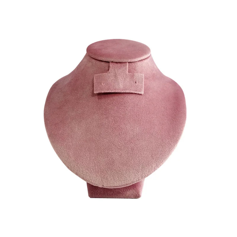 Pink Velvet Necklace Jewelry Portrait Neck Display Stand