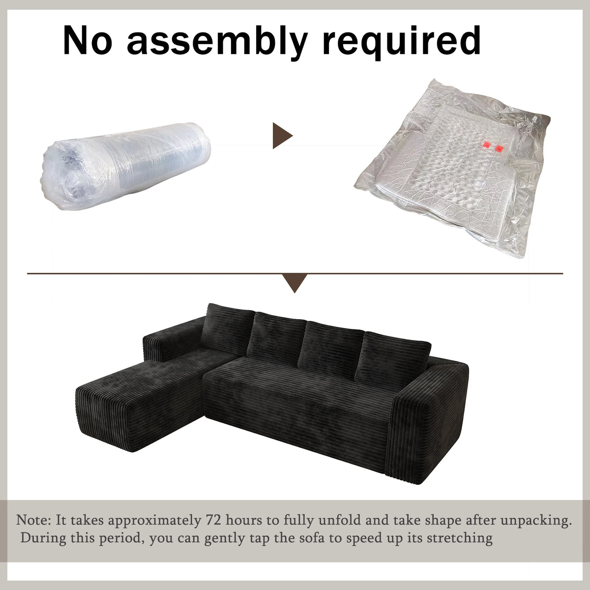 Modular Sofa Chaise Longue Soft Corduroy Fabric High-Density