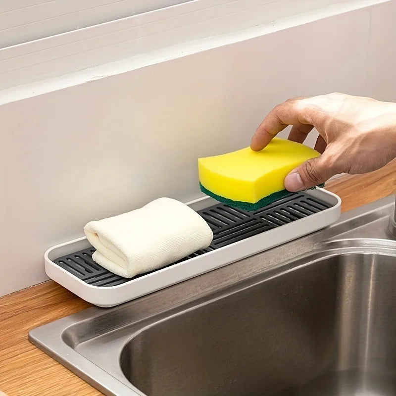 Sink Organizer Drain Tray Sponge Holder Cutlery Drainer