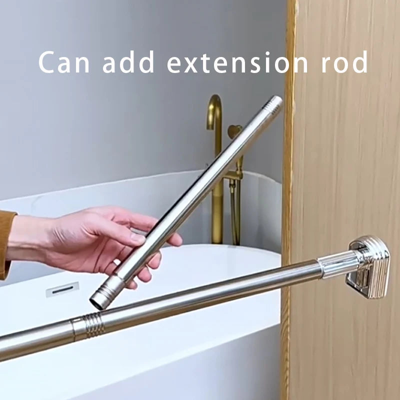 Silvery Adjustable Stainless Steel Shower Curtain Rod Clothes